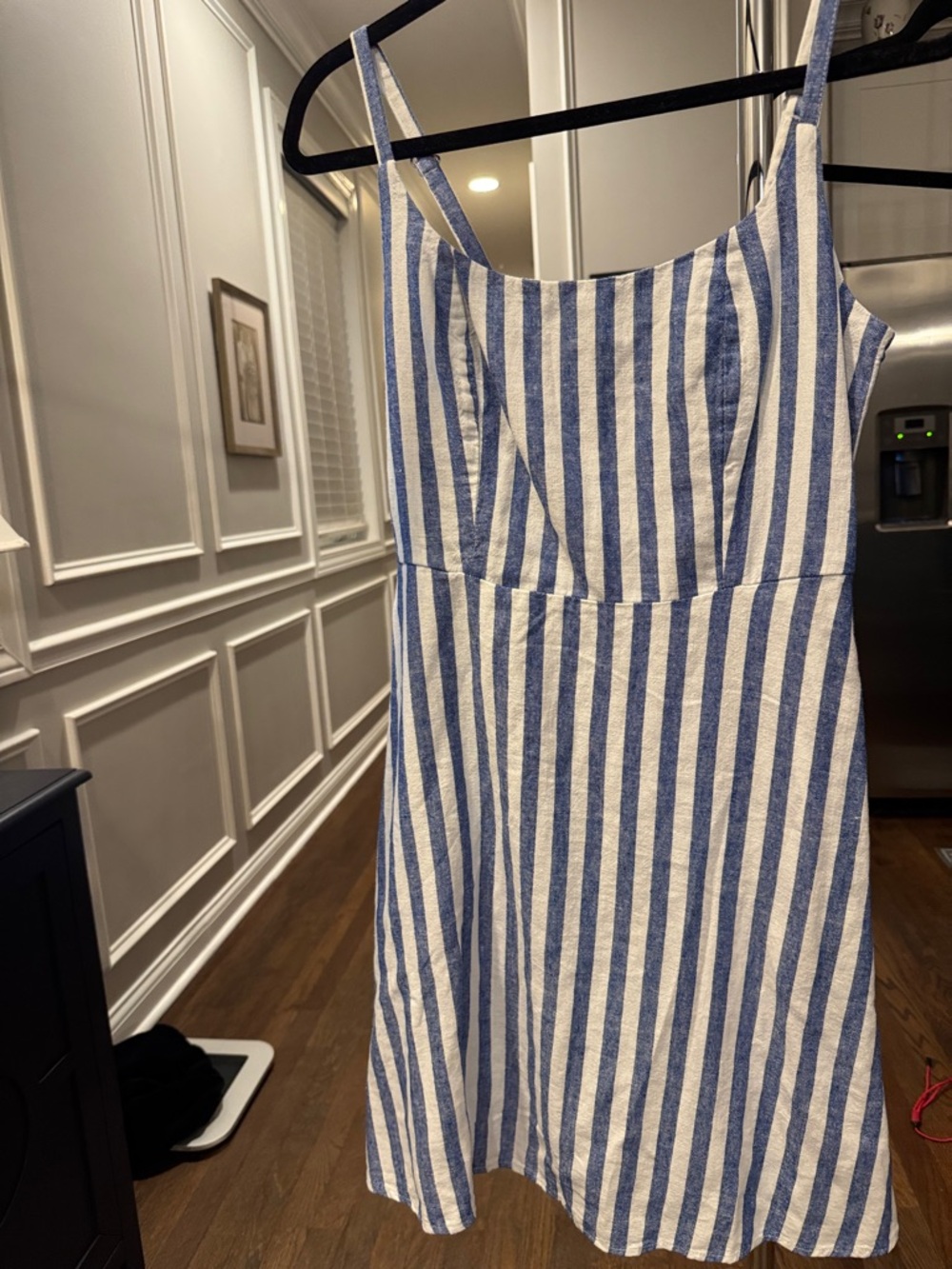 Low new linen blend old navy dress Blue and White Striped Sundress